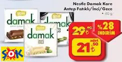 NESTLE DAMAK KARE ANTEP FISTIKLI/İNCİ/GECE 60 G